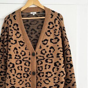 Leopard Print V-Neck Cardigan (Size: L) | Reitmans